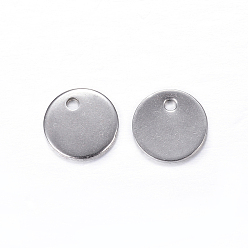 Edelstahl Farbe Anlaufgeschützt 201 Charms aus Edelstahl, leere tag stempeln, Flachrund, Edelstahl Farbe, 8.5x0.8 mm, Bohrung: 1 mm