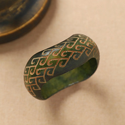 Verde Oscuro Brazaletes étnicos de madera grabada con forma ondulada para mujer, verde oscuro, diámetro interior: 2.64 pulgada (6.7 cm)