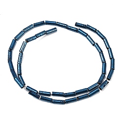 со Синим Покрытием Гальванические бусины из натуральной лавы, колонка, с покрытием синим, 9x3 мм, отверстие : 1 мм, около 43 шт / нитка, 15.75'' (40 см)