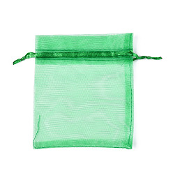 Зеленый лайм Сумочки из органзы , мешочки для ювелирных украшений на свадьбу, мешочки из органзы для попурри, со шнурком, прямоугольные, зеленый лайм, 12x10 см