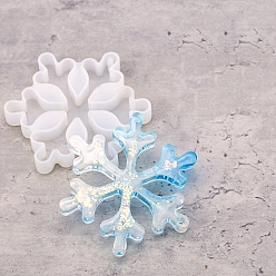 White DIY Pendant Silicone Molds, Resin Casting Molds, Clay Craft Mold Tools, Snowflake, White, 78x68x12.5mm, Hole: 3.3mm