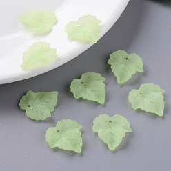 Lime Green Autumn Theme Transparent Frosted Acrylic Pendants, Maple Leaf, Lime Green, 24x22.5x3mm, Hole: 1mm, about 1312pcs/500g