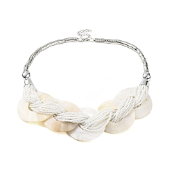 Морская Ракушка Ожерелья-нагрудники из ракушек из пресноводной воды, окрашенные распылением, и акриловые бусины, цвет морской раковины, 19.29 дюйм (49~50 см), 49.5 мм