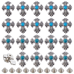 (52) Непрозрачная лаванда 20сумки 2 цвета сплав полутрубчатые заклепки, крестик, с акриловой, разноцветные, 18x15x6 мм, отверстие : 2.5 мм, 10 мешков / цвет