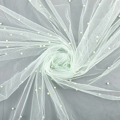 Нектар Сетчатая ткань из полиэстера, с пластиковой имитационной жемчужиной, для свадебных фат аксессуары, нектар, 1600x0.1 мм, 3 м / шт