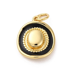 Черный Латунь эмаль подвески, с целью перехода в кольце, очарование ковбойской шляпы, без кадмия и без свинца, стойки покрытие, долговечный, реальный 18 k позолоченный, чёрные, 15.5x13x5 мм, отверстие : 3.5 мм