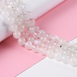 Rainbow Moonstone Бусины из натурального радужного лунного камня, круглые, 10 мм, отверстие : 1 мм, около 38 шт / нитка, 15.67'' (39.8 см)