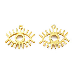 Golden Alloy Pendants, Cadmium Free & Lead Free, Eye, Golden, 25x27.5x2mm, Hole: 2mm