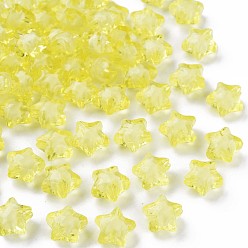 Желтый Прозрачные акриловые бусины, бусина в бусине, граненые, звезда, желтые, 10.5x11x7 мм, отверстие : 2 мм, Около 1280 шт / 500 г
