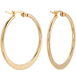 Золотой 5 пары 304 серьги-кольца из нержавеющей стали, гипоаллергенные серьги, золотые, 34~36 мм, штифты : 0.7x1 мм