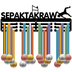 Слово Модная железная вешалка для медалей, настенная стойка для дисплея, 3-линия, с винтами, чёрные, слово, 150x400 мм, отверстие : 5 мм