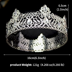Кристалл Корона из барочного сплава со стразами, литые резинки для волос для женщин и девочек, кристалл, 160 мм