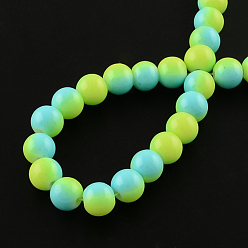 Sky Blue Two-Color Baking Painted Glass Bead Strands, Round, Sky Blue, 8mm, Hole: 1.3~1.6mm, about 104pcs/strand, 32.7 inch