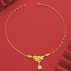 Золотой Латунные цветочные подвески-ожерелья для свадебных украшений, золотые, 17.72 дюйм (45 см)