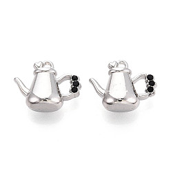 Реактивный Самолет Подвески из сплава со стразами, чайник прелести, платина, струя, 15.5x20x8 мм, отверстие : 1.5~1.6 мм