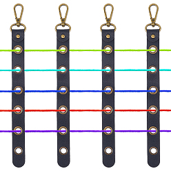 Black 4Pcs Alloy Leather Threader, Antique Bronze, Black, 256x19.5x3.5mm, Hole: 8.5mm