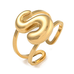 Letter S 304 перстень из нержавеющей стали, настоящее позолоченное кольцо-манжета 18k, Письмо с, внутренний диаметр: 18 мм, Письмо: 14~15x6.5~19 мм