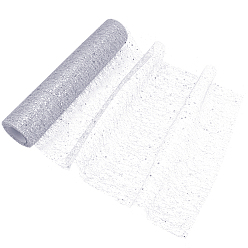Серебро Ленты сетки деко полиэстера, тюль ткань, рулон тюля для рождественского декора, серебряные, 11-7/8 дюйм (302 мм)
