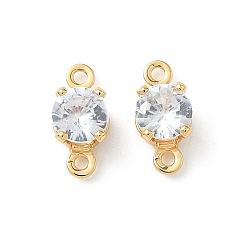 Плоский Круглый Латунные подвески из прозрачного кубического циркония, без никеля , реальный 18 k позолоченный, плоско-круглые, 10x5x4 мм, отверстие : 1~2 мм