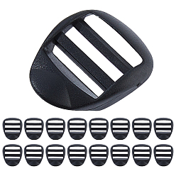 Черный 20 шт. помпонов пластиковых лестничных замков-ползунков, регулируемые лямки с боковыми пряжками, для рюкзака, чёрные, 44x34.5x10.5 мм, отверстие 1: 25.5x5 мм, отверстие 2: 25.5x4 мм