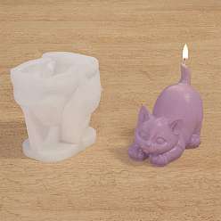 Белый Силиконовые формы для свечей в форме кошки, пищевой силикон, изготовление украшений, для изготовления свечей, белые, 59x40x53 мм