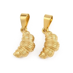 Real 20K Gold Plated 304 подвески из нержавеющей стали, круассан очарование, ионное покрытие (ip), реальный 20 k позолоченный, 18.5x10.5x8 мм, отверстие : 8x3.4 мм