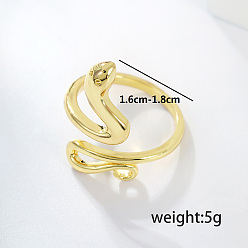 Золотой Змеиные латунные манжеты для женщин, золотые, внутренний диаметр: 16мм~18мм