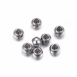 Edelstahl Farbe Anlaufgeschützt 202 Edelstahlperlen, Rondell, Edelstahl Farbe, 2.5x1.8 mm, Bohrung: 1.2 mm
