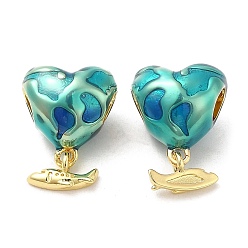 Настоящее золото 16K Подвеска из латуни с покрытием из латуни в европейском стиле, Подвески с большими отверстиями, без кадмия и без свинца, с эмалью, самолет, реальный 16 k позолоченный, 20 мм, Кулон : 6x10x2 мм, отверстие : 5x4.5 мм