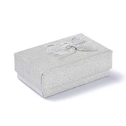 Гейнсборо Бумажные шкатулки для украшений, с черной губкой и бантом, для ожерелий и сережек, прямоугольные, светло-серые, 8.4x5.3x3.3 см