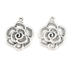 Plata Antigua Colgantes de la aleación de estilo tibetano, encantos de la flor, plata antigua, 24x20x2.5 mm, agujero: 2.5 mm