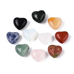 Смешанные камни Натуральный & синтетический смешанный каменный бисер, сердце, смешанные окрашенные и неокрашенные, 11~11.5x12~12.5x8 мм, отверстие : 1.6 мм