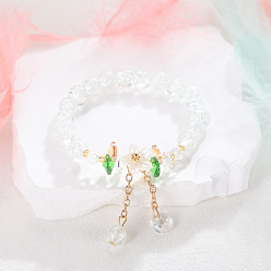 Прозрачный Круглые бусины из стекла с ромашками и трещинами, растягивающиеся браслеты, Браслеты с подвесками из сплава и цепочкой для женщин, прозрачные, внутренний диаметр: 2-1/2 дюйм (6.5 см)