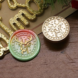 Олень Рождественская серия сургучная печать латунная головка штампа, для сургучной печати, золотые, олень, 25x14 мм, внутренний диаметр: 7.5 мм