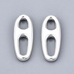 Silver Rack Plating Alloy Links Connectors, Cadmium Free & Lead Free, Oval, Silver, 20x8x2mm, Hole: 3mm