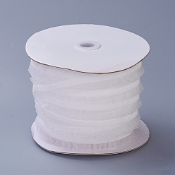 Белый Нейлоновая эластичная лента, с кружевом, для изготовления ювелирных изделий, белые, 1 дюйм (25 мм), 50yards / рулон (45.72 м / рулон)