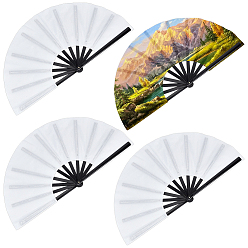 Black Cloth Hand Held Fan, Heat Transfer Blanks, with Plastic for DIY Crafts, Black, 912x210x0.2mm
