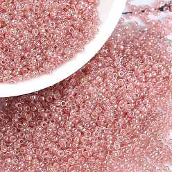 (RR3507) Transparent Peach Luster MIYUKI Round Rocailles Beads, Japanese Seed Beads, (RR3507) Transparent Peach Luster, 15/0, 1.5mm, Hole: 0.7mm, about 5555pcs/bottle, 10g/bottle