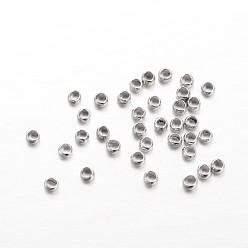 Platinum Rondelle Brass Crimp Beads, Platinum, 2x1mm, Hole: 1mm, about 10000pcs/100g