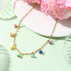 Золотой Окрашенные натуральные пресноводные ракушки, разноцветные кисточки, латунные скрепки, ожерелья-чакры, золотые, 15.83 дюйм (40.2 см)