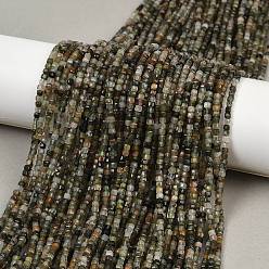 Rutilated Quartz Natural Green Rutilated Quartz Beads Strands, Faceted, Cube, 2.5x2.5x2.5mm, Hole: 0.5mm, about 164pcs/strand, 14.76~15.12''(37.5~38.4cm)