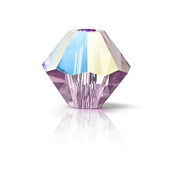 20020 201 Light Amethyst Glitter Хрустальные бусины preciosa®, чешский хрусталь, биконус(451 69 302 рондель), 20020 201 легкий аметистовый блеск, 4 мм, отверстие : 0.8 мм