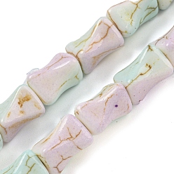 Бледно-бирюзовый Синтетические бирюзовые бусины, покрытые краской для выпечки, с эмалью, формой кости, бледные бирюзовая, 12.5x8x8~8.5 мм, отверстие : 1.4 мм, около 30 шт / нитка, 14.84~15.04'' (37.7~38.2 см)