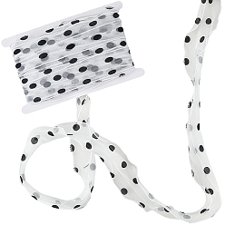 Белый 25м полиэстеровые органзовые ленты, полька точка рисунок, с картой дисплея 1pc картона, белые, 2 дюйм (50 мм)