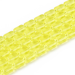 Желтый Прозрачные стеклянные бусины, баррель, желтые, 6~6.5x4~5 мм, отверстие : 0.7~0.8 мм, около 64~65 шт / нитка, 15.75~15.94'' (40~40.5 см)