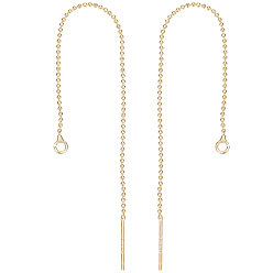 Настоящее золото 24K 8 пары стойка покрытие латунные гвоздики серьги фурнитура, с петлей, ушные резьбы, долговечный, без кадмия, без никеля и без свинца, реальный 24 k позолоченный, 92x1 мм, отверстие : 2.5 мм, штифты : 0.7 мм