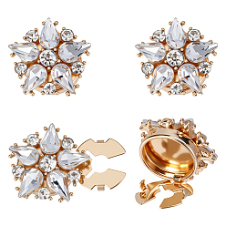 Золотой 4запонки из сплава, со стразами, для аксессуаров одежды, звезда, золотые, 23.5x24.5x10.5 мм, отверстие : 10x5 мм