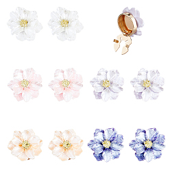 Mixed Color 10Pcs 5 Colors Alloy Cufflinks, Flower, Light Gold, Mixed Color, 24.5~25x13mm, Hole: 10.5x6mm, 2pcs/color