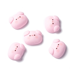 Pink Cabuchones de resina, cabeza de cerdo, rosa, 17x21x7.5 mm