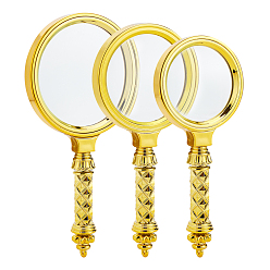 Golden 3Pcs 3 Style Iron Big Pendants, with Glass and Plastic, Magnifier, Golden, 141~165x59.9~80x16mm, Hole: 3mm, 1pcs/style